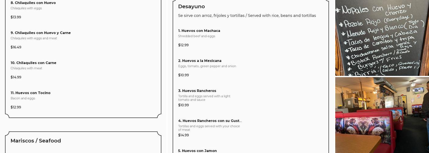 Dos Pablos Menu