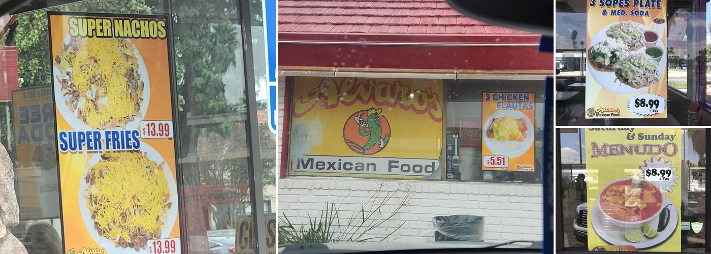 Alvaro's Mexican Food Menu