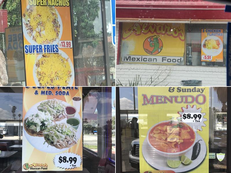 Alvaro's Mexican Food Menu