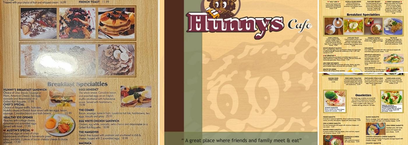 Hunnys Restaurant Menu