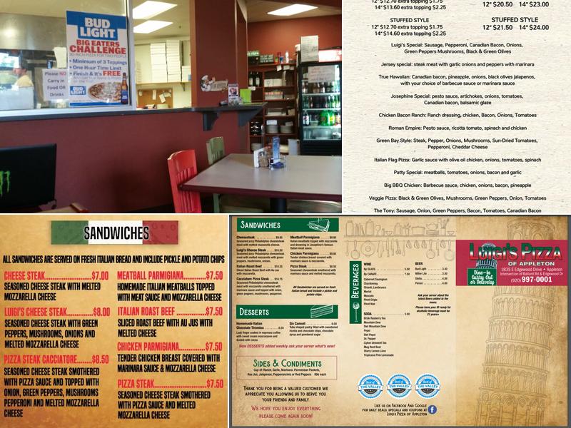Luigis Pizza of Appleton Menu