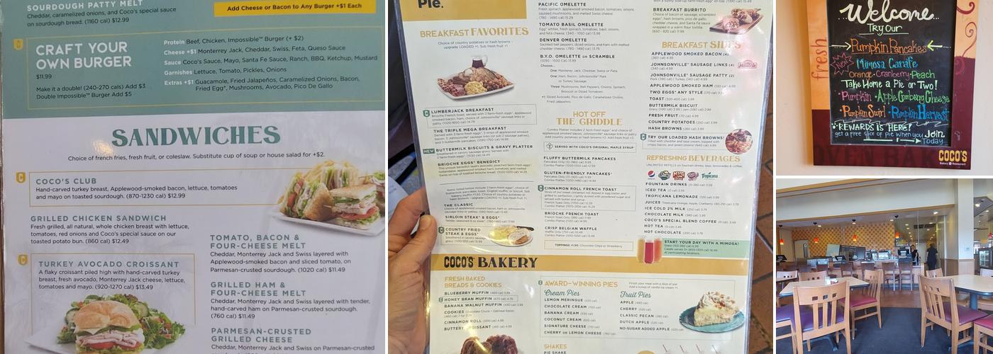 Coco's Bakery Restaurant Menu
