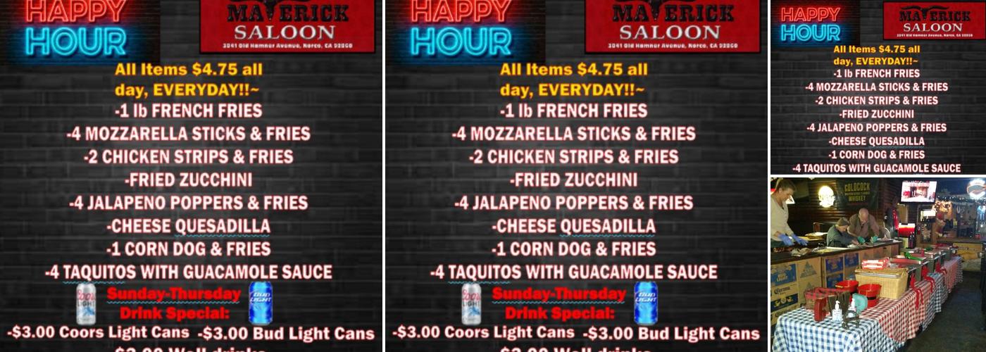 The Maverick Saloon Menu