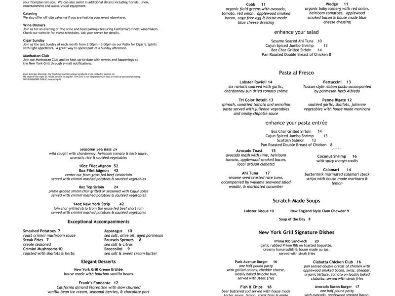 New York Grill Menu