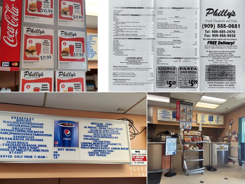 Philly's Steak Sandwiches Menu