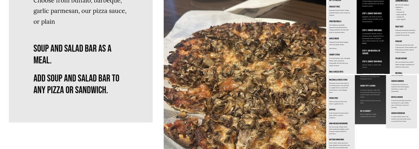 Cranky Pat's Pizza Menu