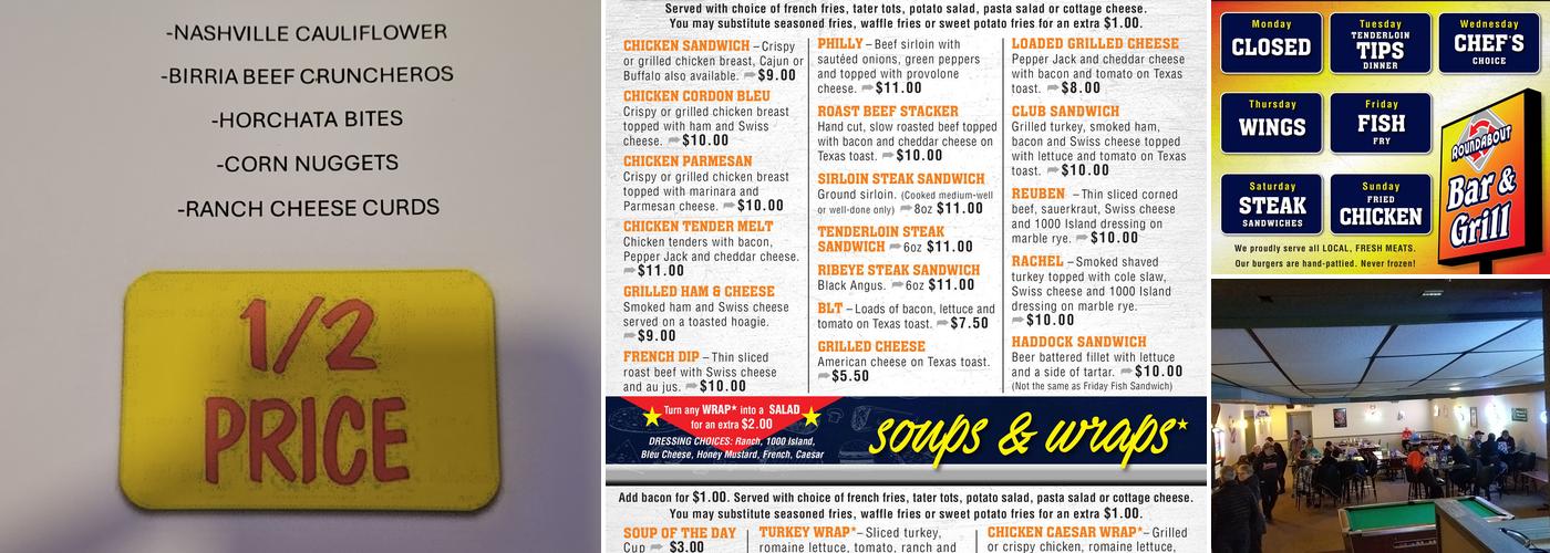 The Roundabout Bar & Grill Menu
