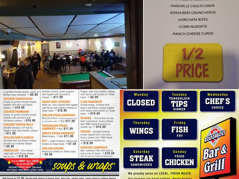 The Roundabout Bar & Grill Menu