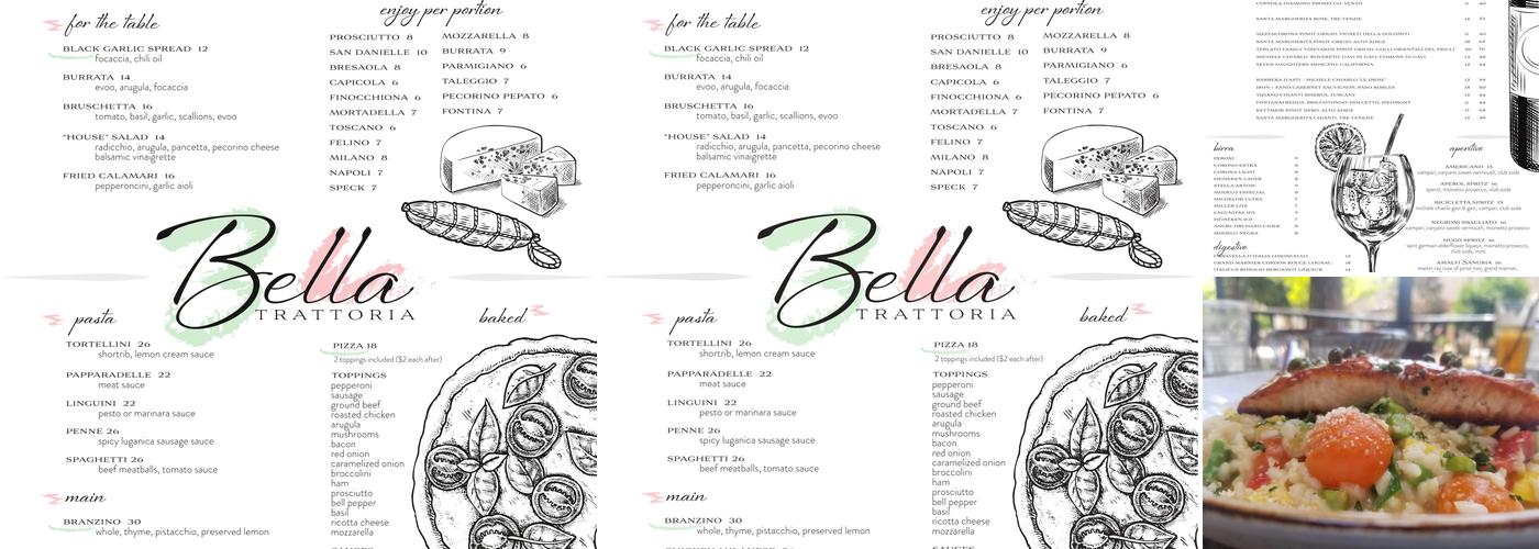 Bella Trattoria Italian Bistro Menu
