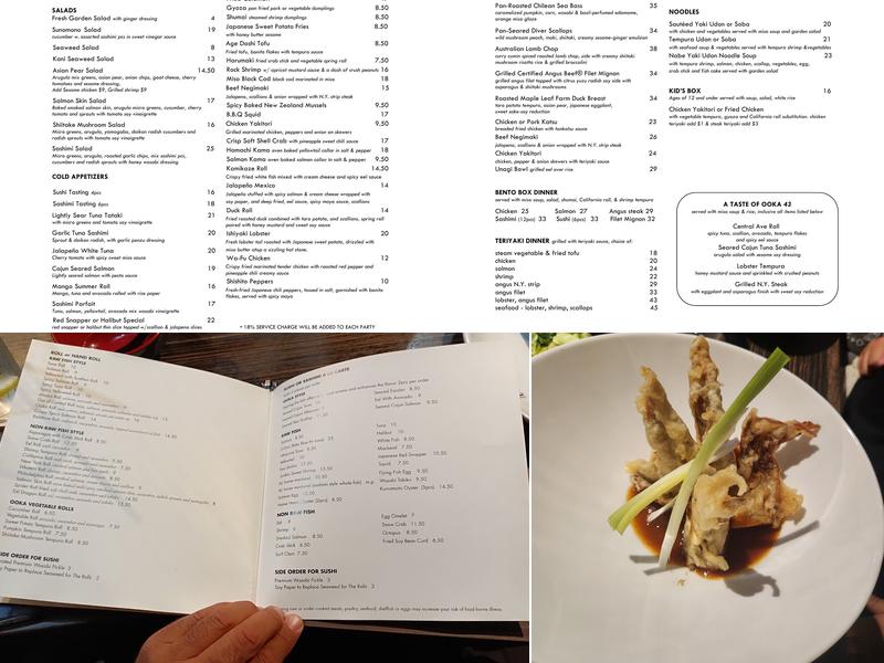 Ooka Sushi & hibachi steak House Menu
