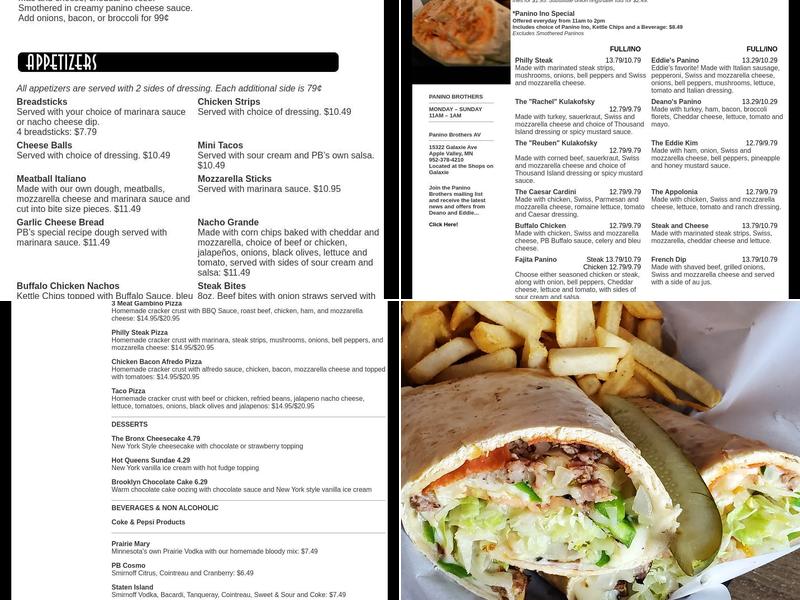 Panino Brothers Menu