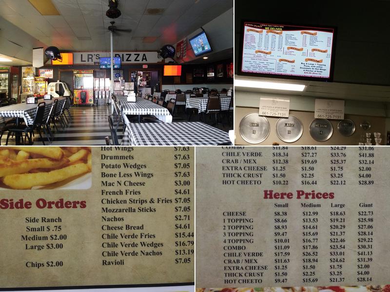 L R's Pizza Menu
