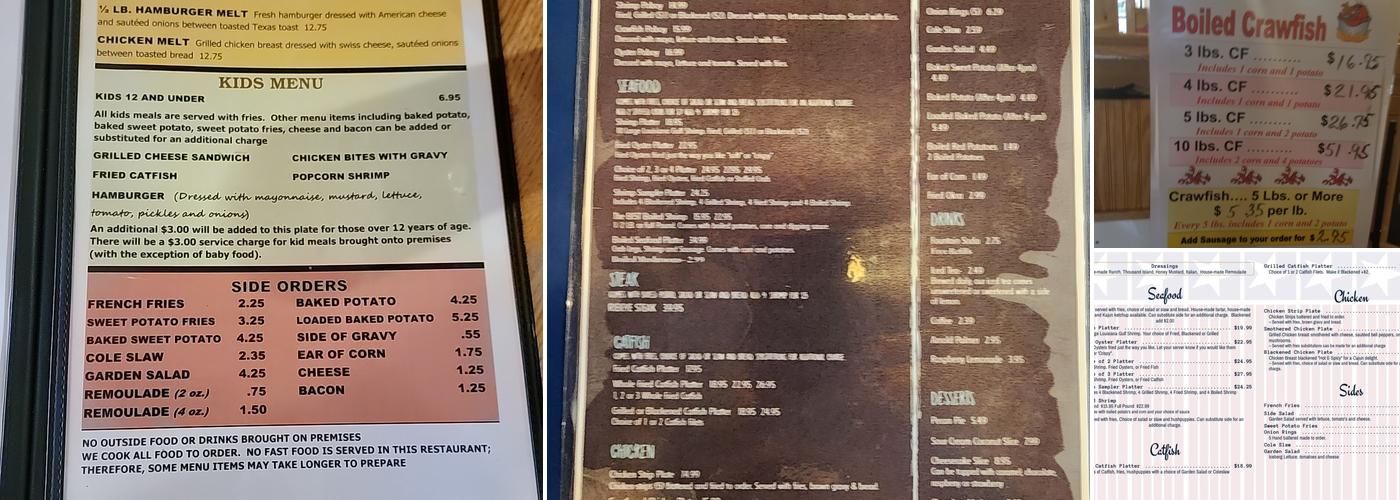 Cheniere Shack Menu