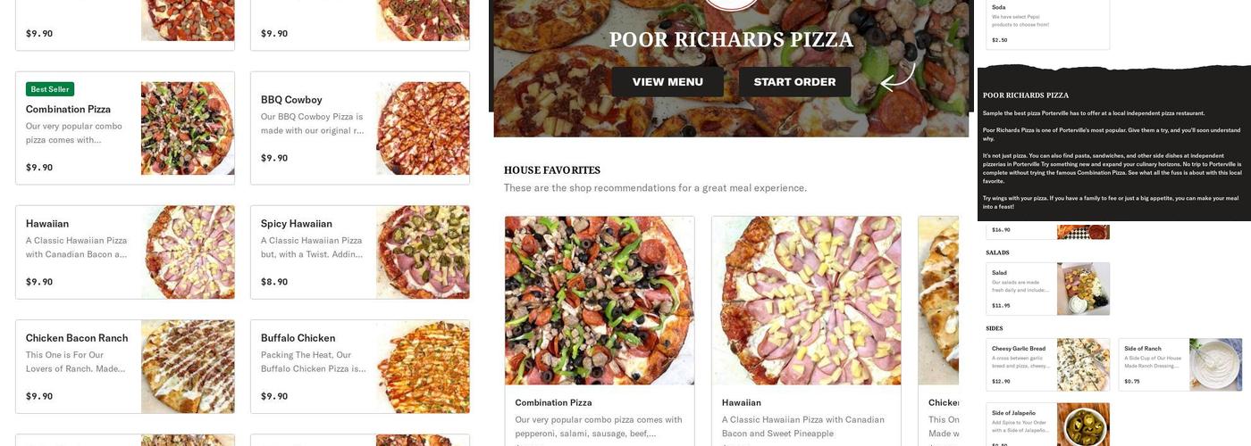Poor Richards Pizza Menu