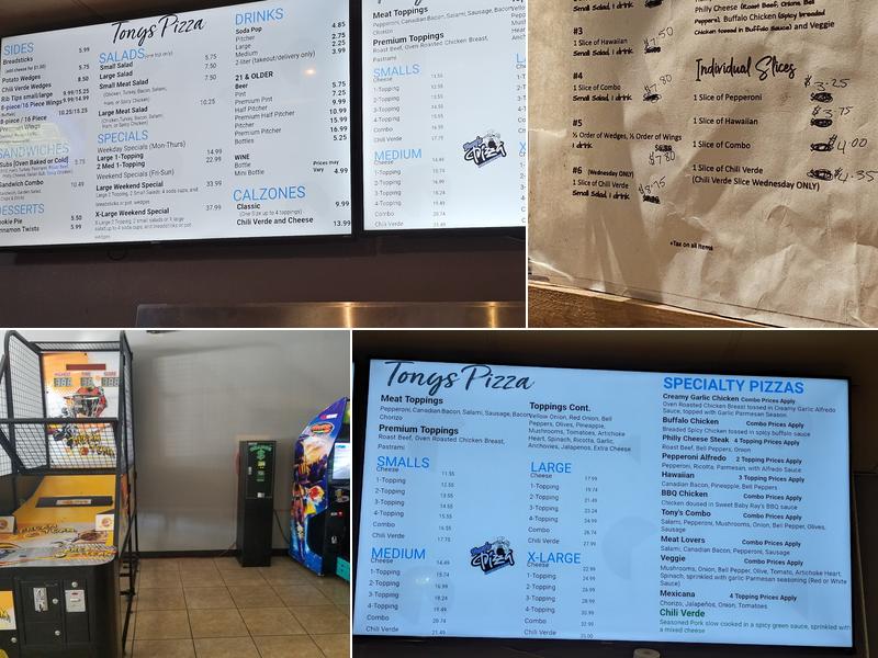 Tony's Pizza Lindsay Menu