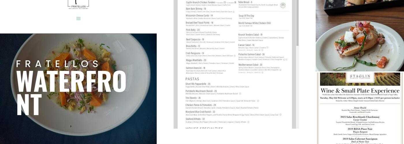 Fratellos Riverfront Restaurant Menu