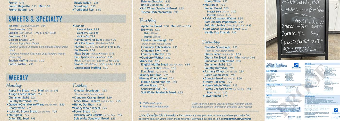 Breadsmith of Appleton West Menu