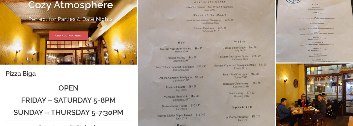 Pizza Biga Menu