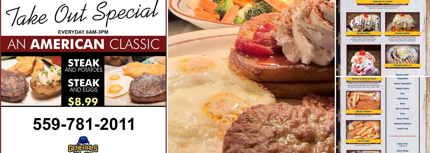 Generals Cafe & Grill Menu