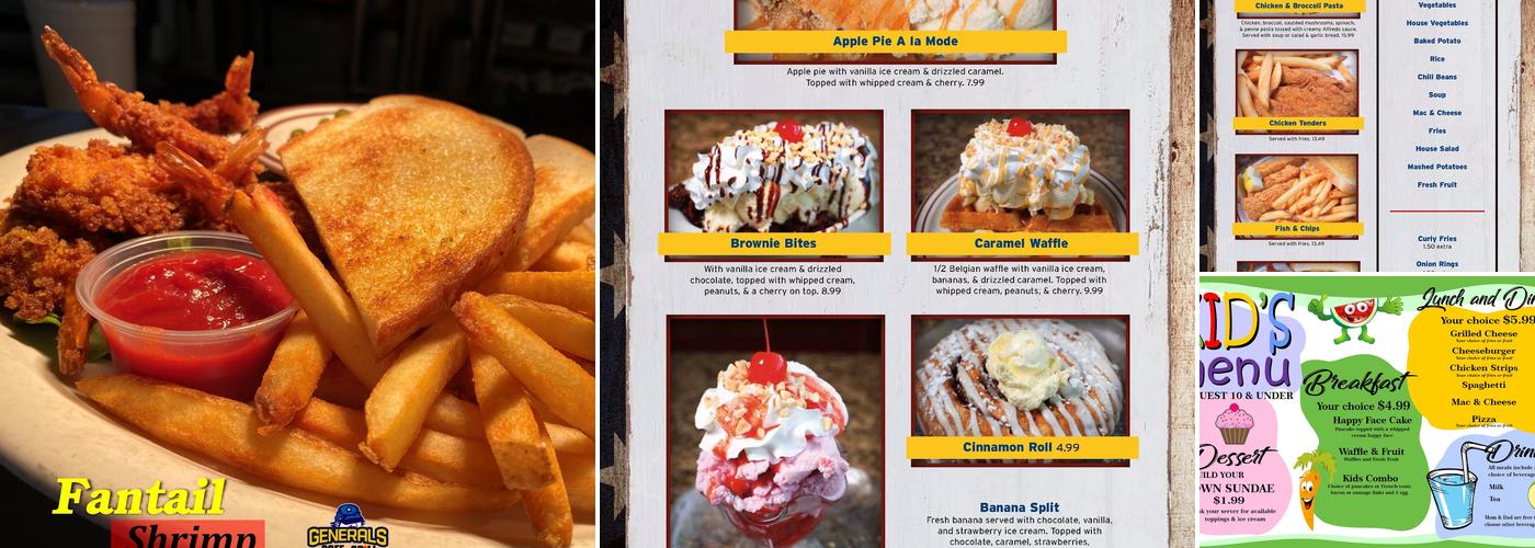 Generals Cafe & Grill Menu