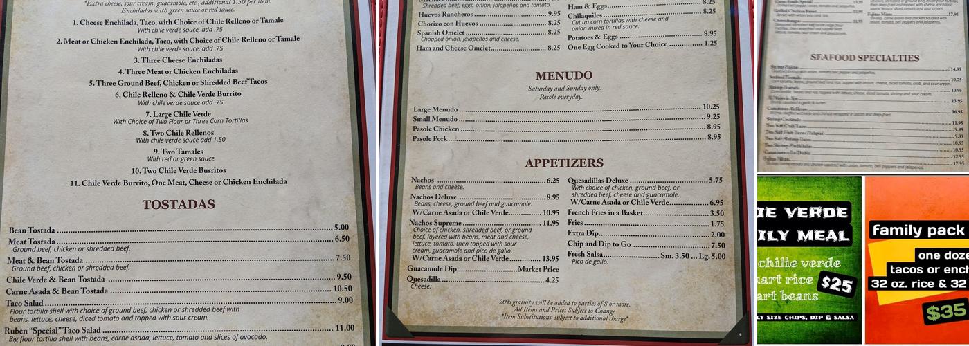 China's Alley Mexican Restaurant Menu