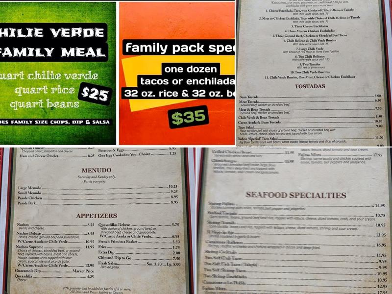 China's Alley Mexican Restaurant Menu