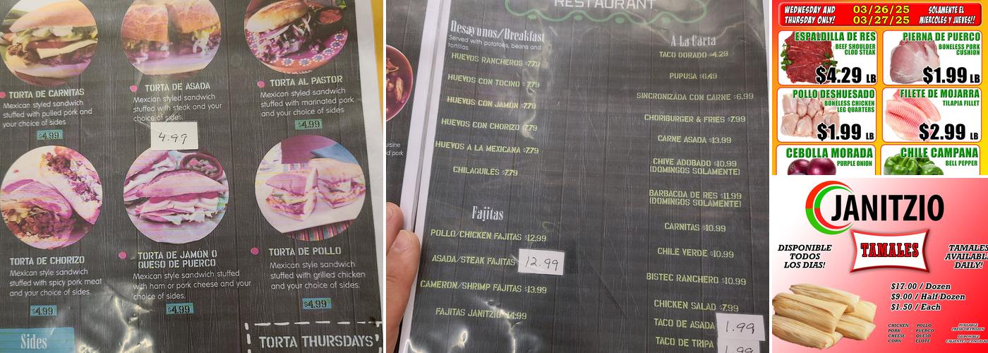 Janitzio Restaurant Menu