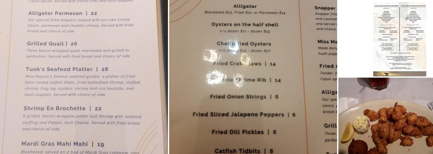 Tunk's Cypress Inn Menu