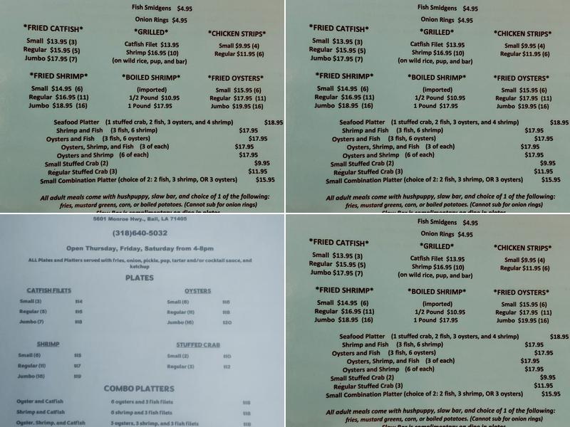 Paradise Catfish Kitchen Menu