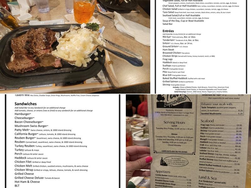 Out-O-Town Supper club Menu