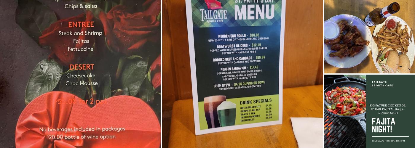 Tailgate Sports Cafe Menu