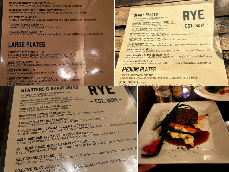 Rye Restaurant Menu