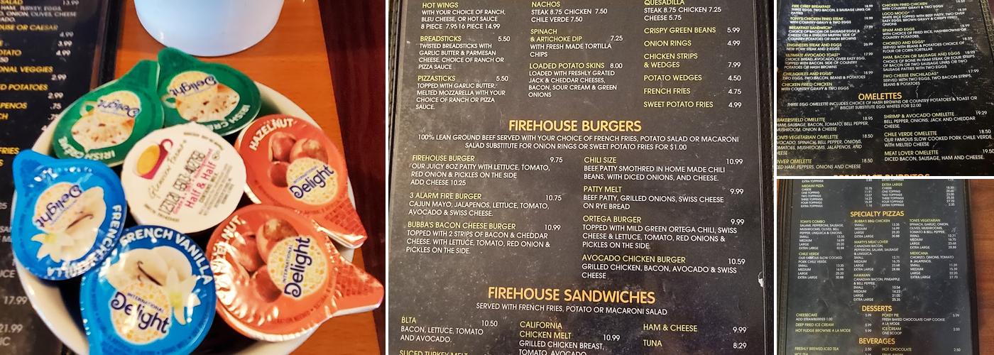 Tony's Firehouse Grill and Pizza Menu