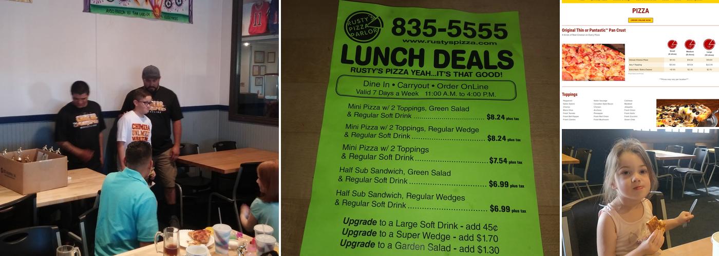 Rusty's Pizza Parlor Menu