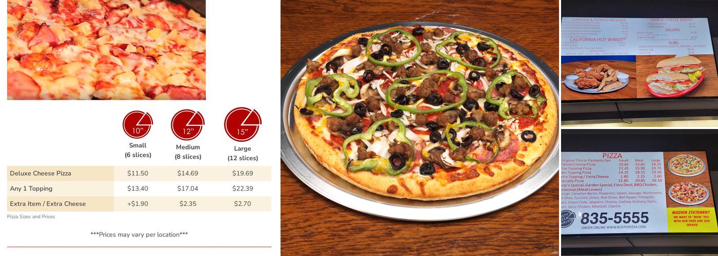 Rusty's Pizza Parlor Menu