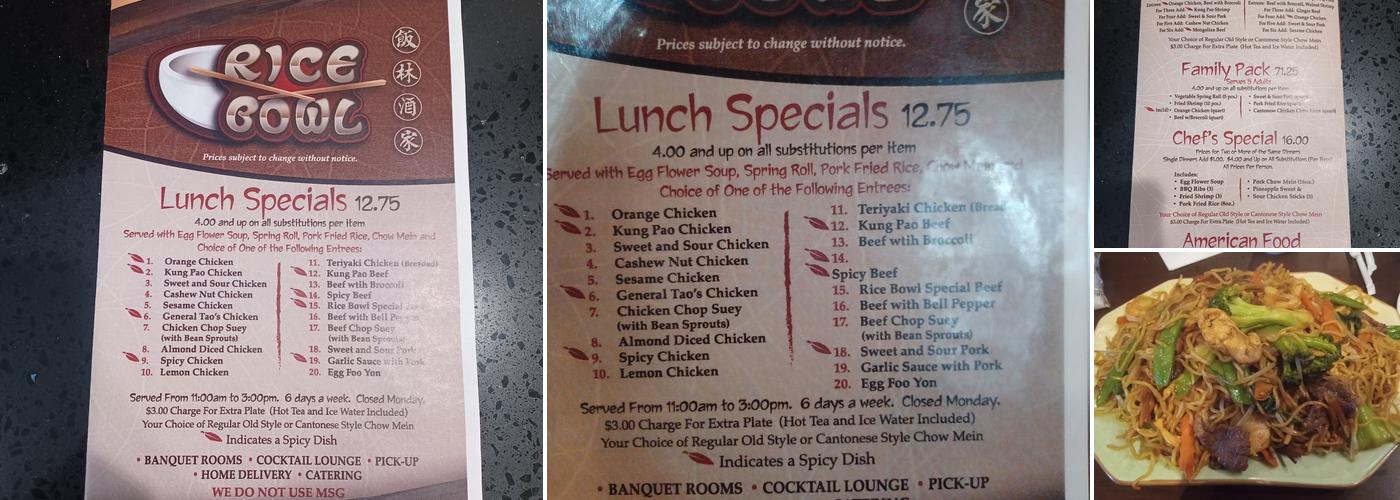 Rice Bowl Menu