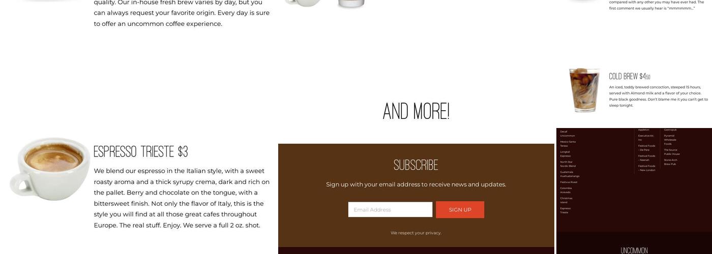 Uncommon Grounds Specialty Roaster Menu