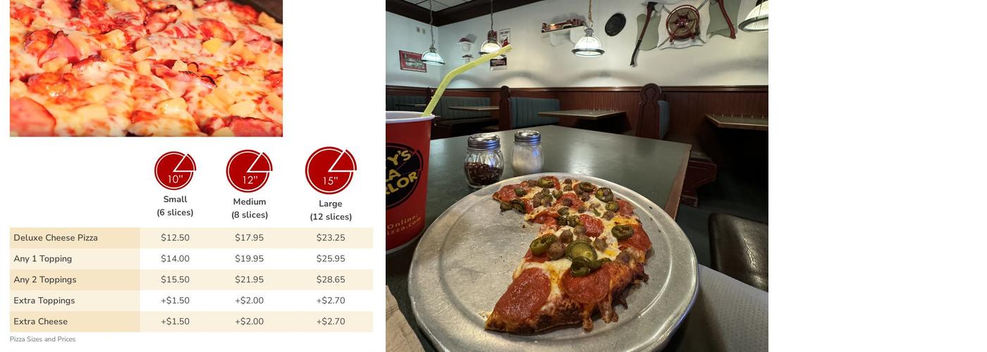 Rusty's Pizza Menu