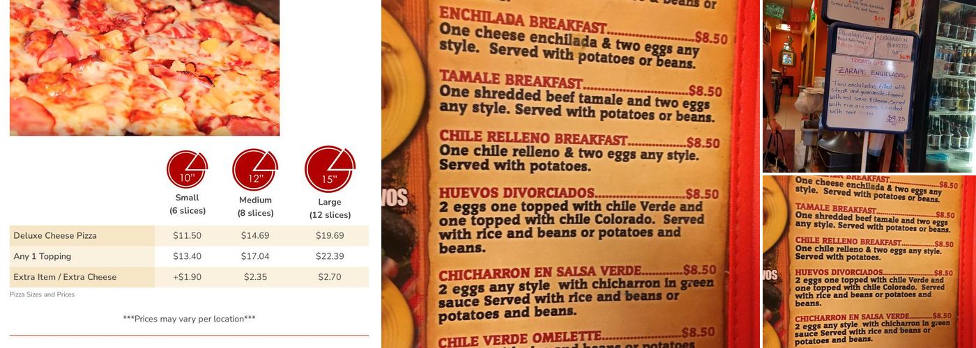 Rusty's Pizza Parlor Menu