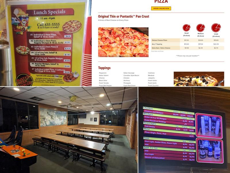 Rusty's Pizza Parlor Menu