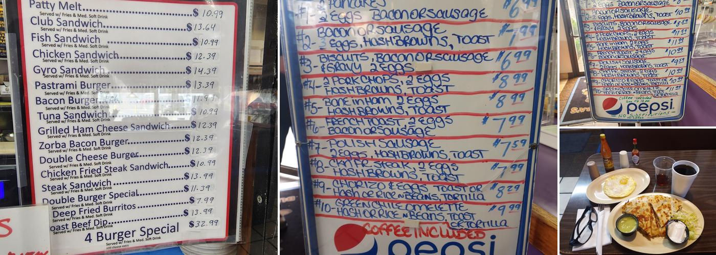 Zorba's Charbroiled Burgers Menu