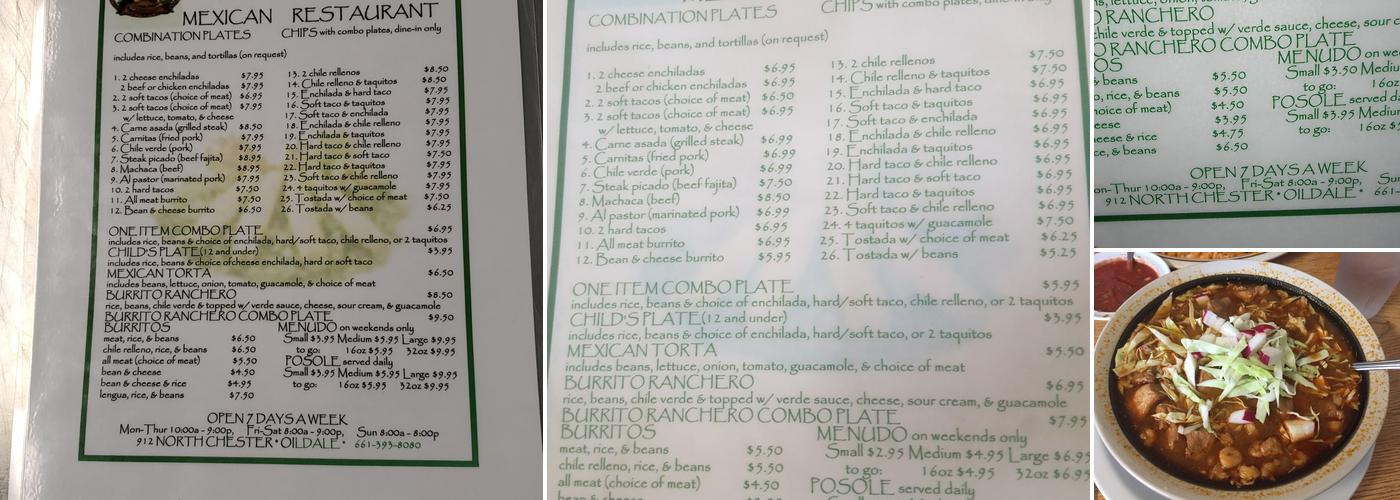 El Taquito Menu