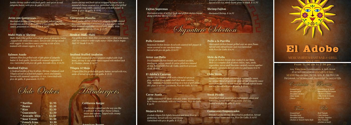 El Adobe Mexican Restaurant Menu