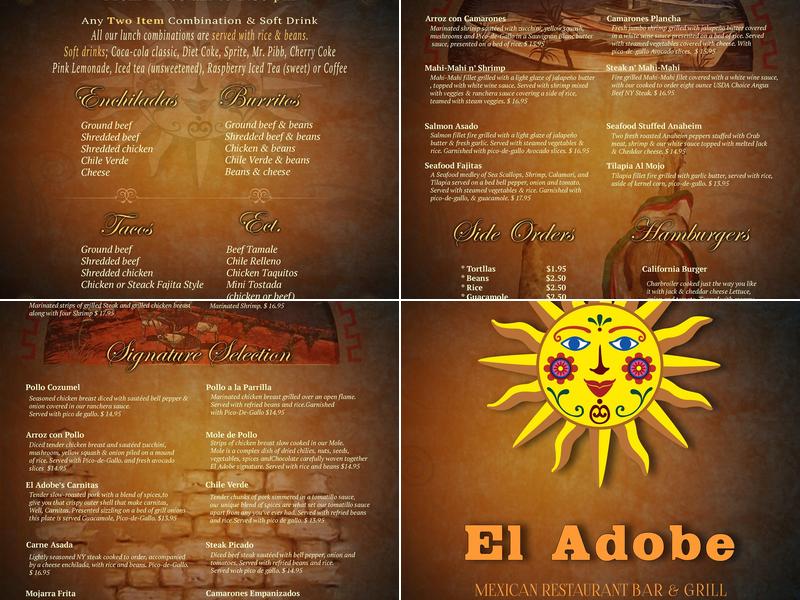 El Adobe Mexican Restaurant Menu