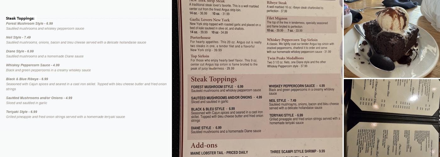 Hungry Hunter Steakhouse Menu