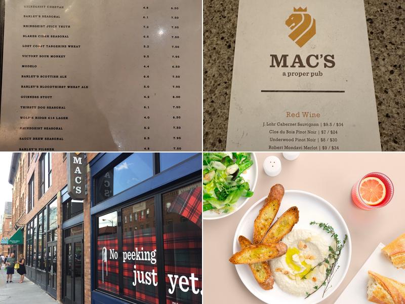 Mac's Proper Pub Menu