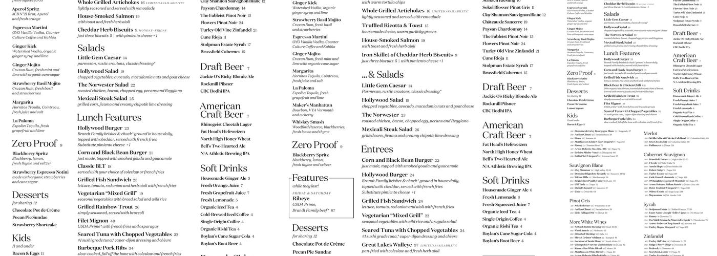 Third & Hollywood Menu