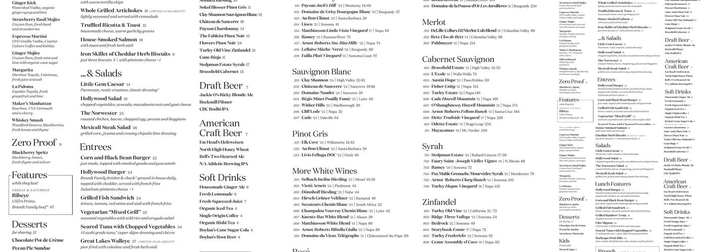Third & Hollywood Menu