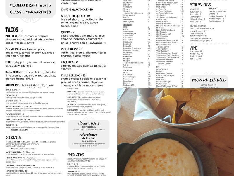 Bakersfield Short North Menu