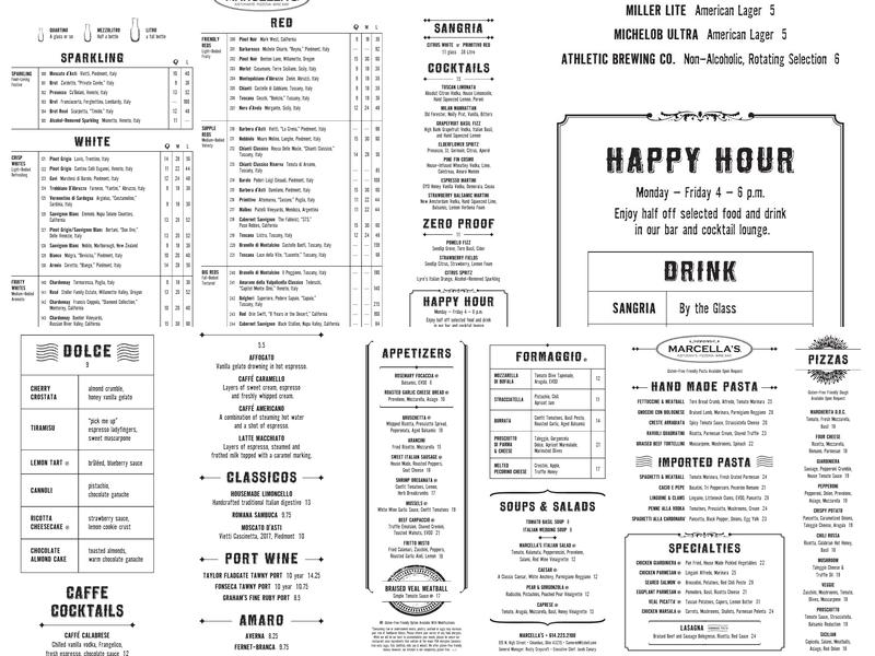 Marcella's Menu